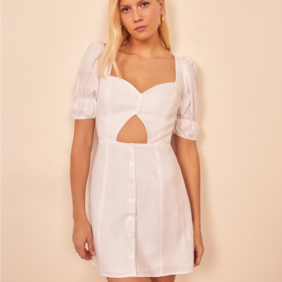 mini dress sundress Clover Puff Sleeve Gingham Mini Dress • Shop American Threads Boutique White / S